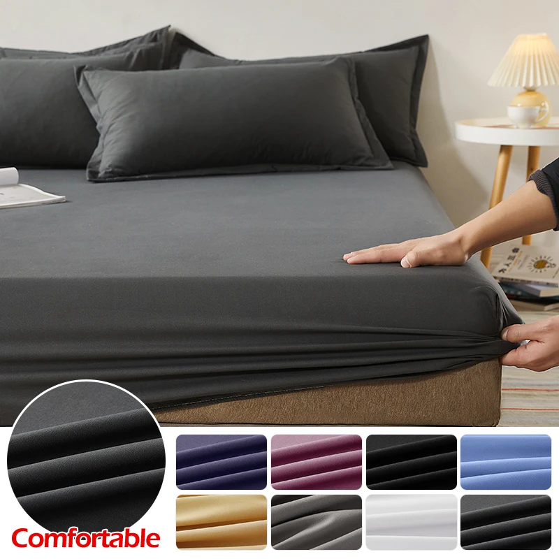 Sábana bajera de algodón con bandas elásticas, fundas de colchón ajustables antideslizantes para cama individual, doble, King y Queen, 140/160/200CM