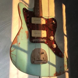 Relic '62 Jazzmaster Jaguar Vintage Green Electric Guitar Wide Lollar Pickups, White P90 Pickups