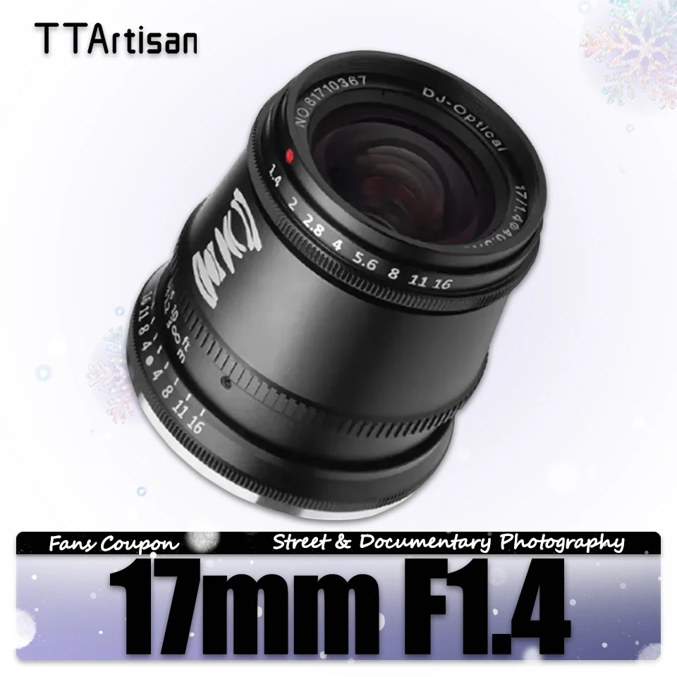 TTArtisan APS-C 17mm F1.4 Travel Photography Humanities Camera Lens for Nikon Z5 Canon M5 Olympus EPM2 Sony A6000