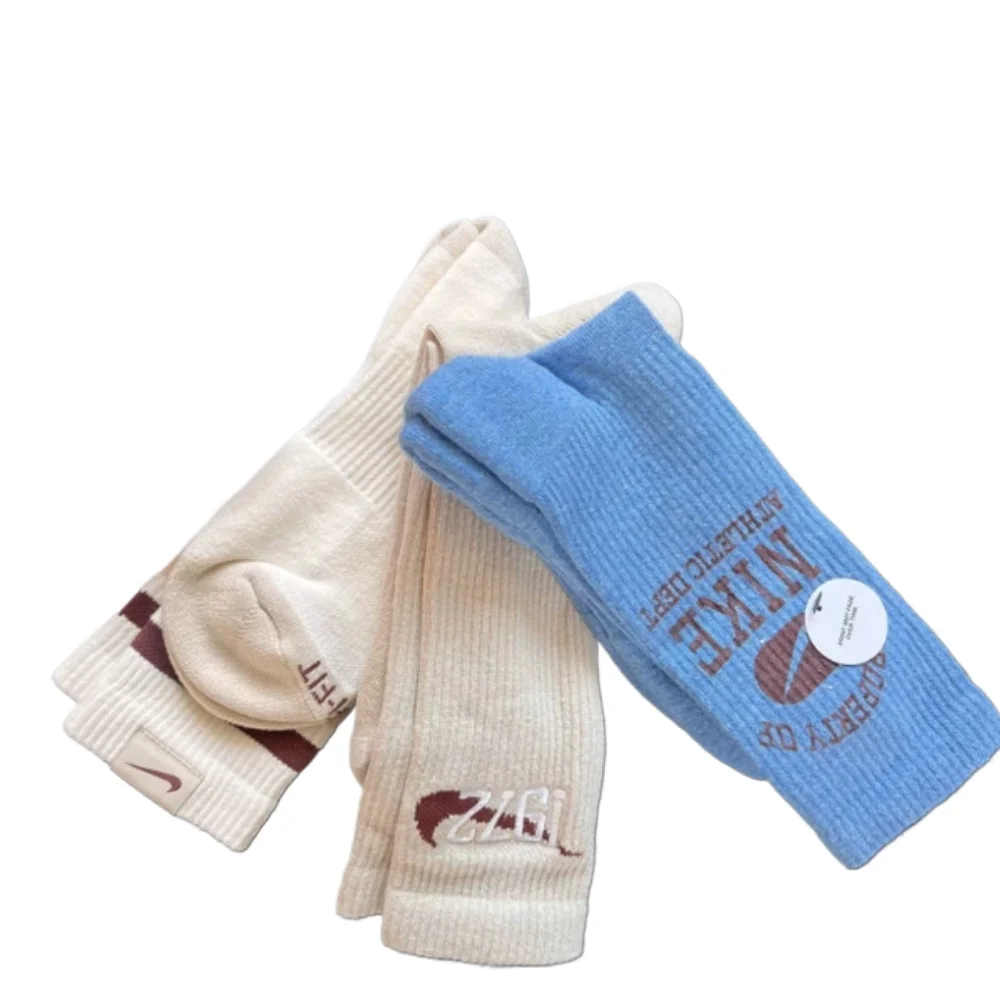 Nike Color-Block Comfortable Sporty Breathable Sweat-Absorbing Simple Casual Mid-Calf Socks, Unisex, 3-Pair Pack FQ0325-901