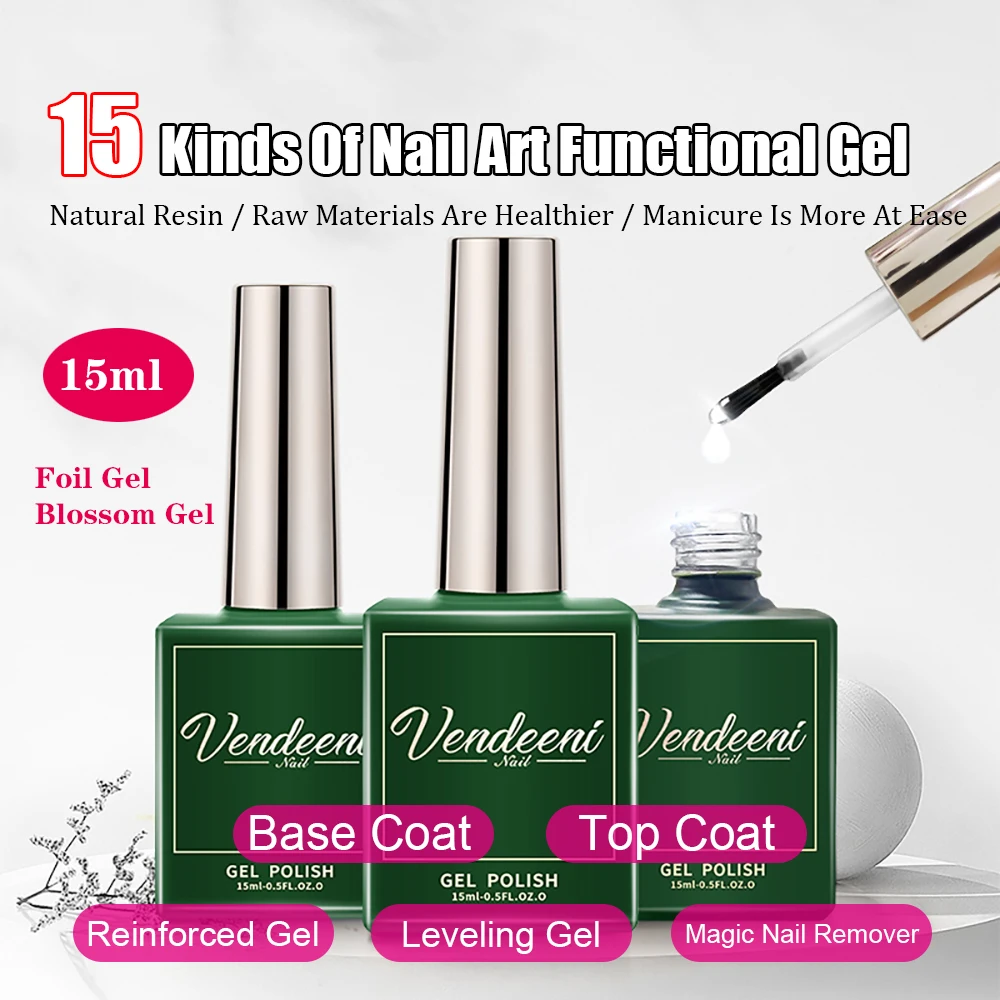 Nail Foil Transfer - Vendeeni 15 Kinds 15ml Base Top