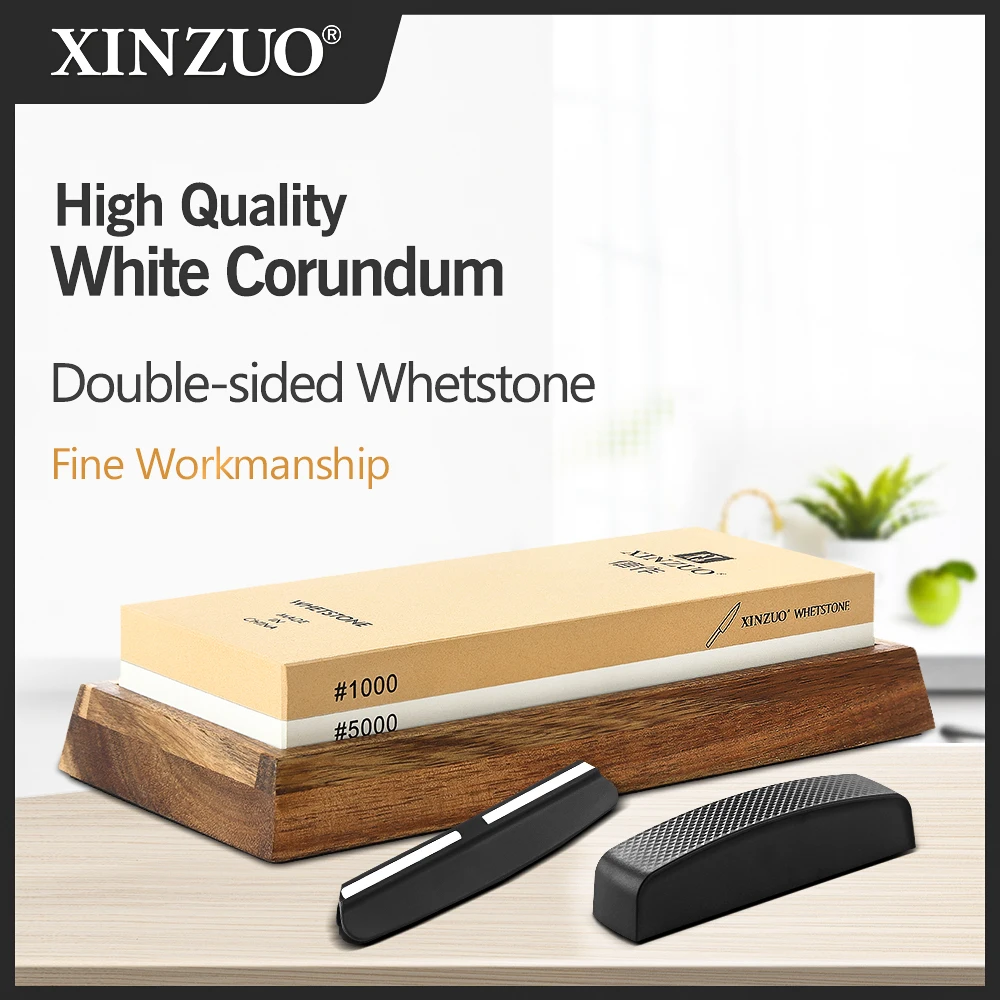 XINZUO Extra Large 1000/5000Grit or 3000/8000Grit Double Side Whetstone White Corundum Knife Sharpener Sharpening Grinding Stone