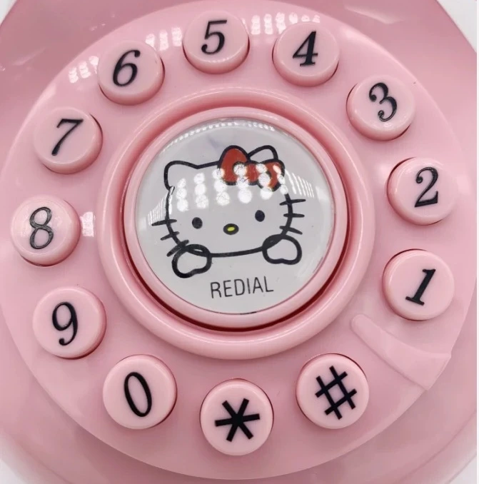 Anime Sanrio Kawaii Antique Corded Landline Telephone Hello Kitty Pink Creative Cute Retro Without Birthday Gift Toys