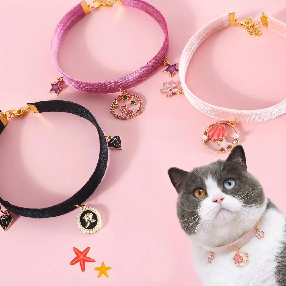 Cute  Pet Collar Vivid Color Pet Cat Collar with Pendant Decoration Friendly to Skin Soft Cat Collar Pet Supplies