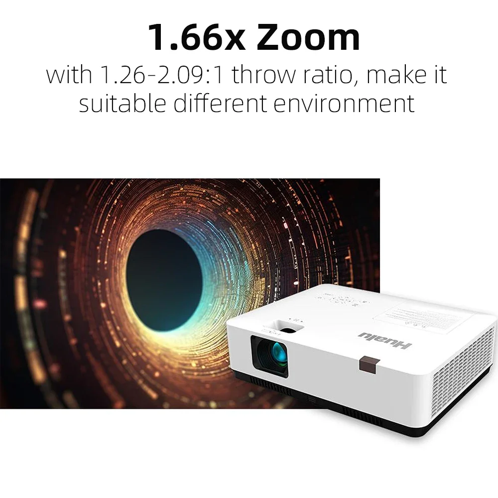 HUALU E400 3LCD Projector, High Lumens Professional Education Business Meeting Projector 4K 6 Point Keystone WiFi Proyector