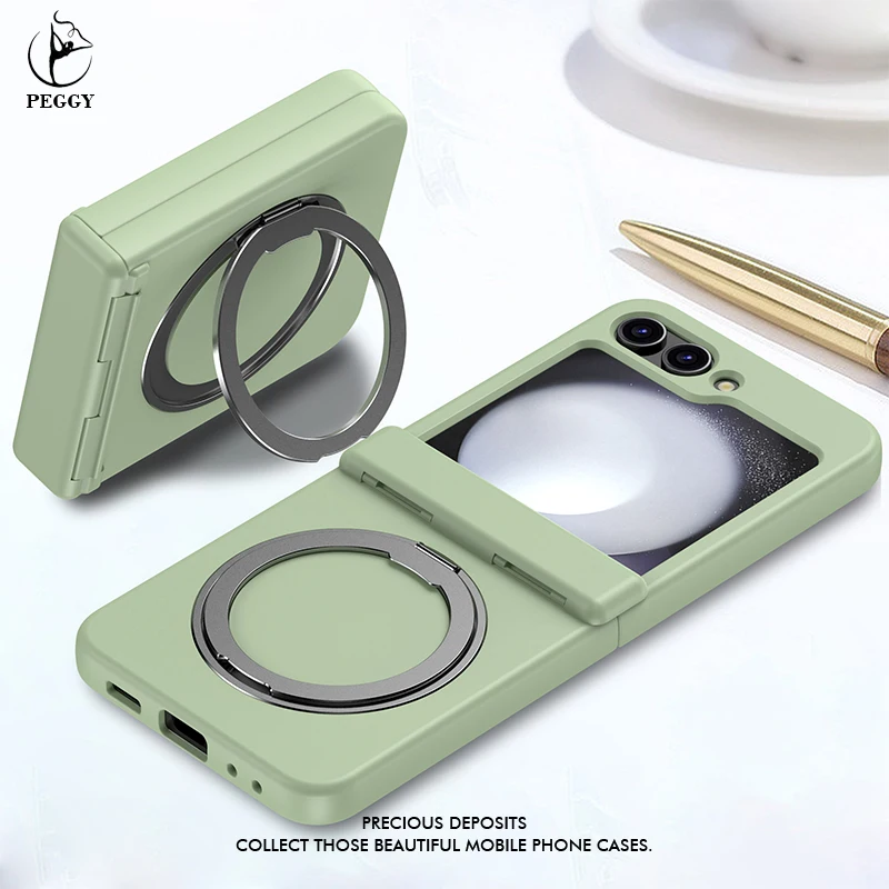 

360° Rotating Holder Phone case For Samsung Galaxy Z Flip 5 Magsafe Wireless charge 360 Degree Ring Magnetic stand Phone Cover