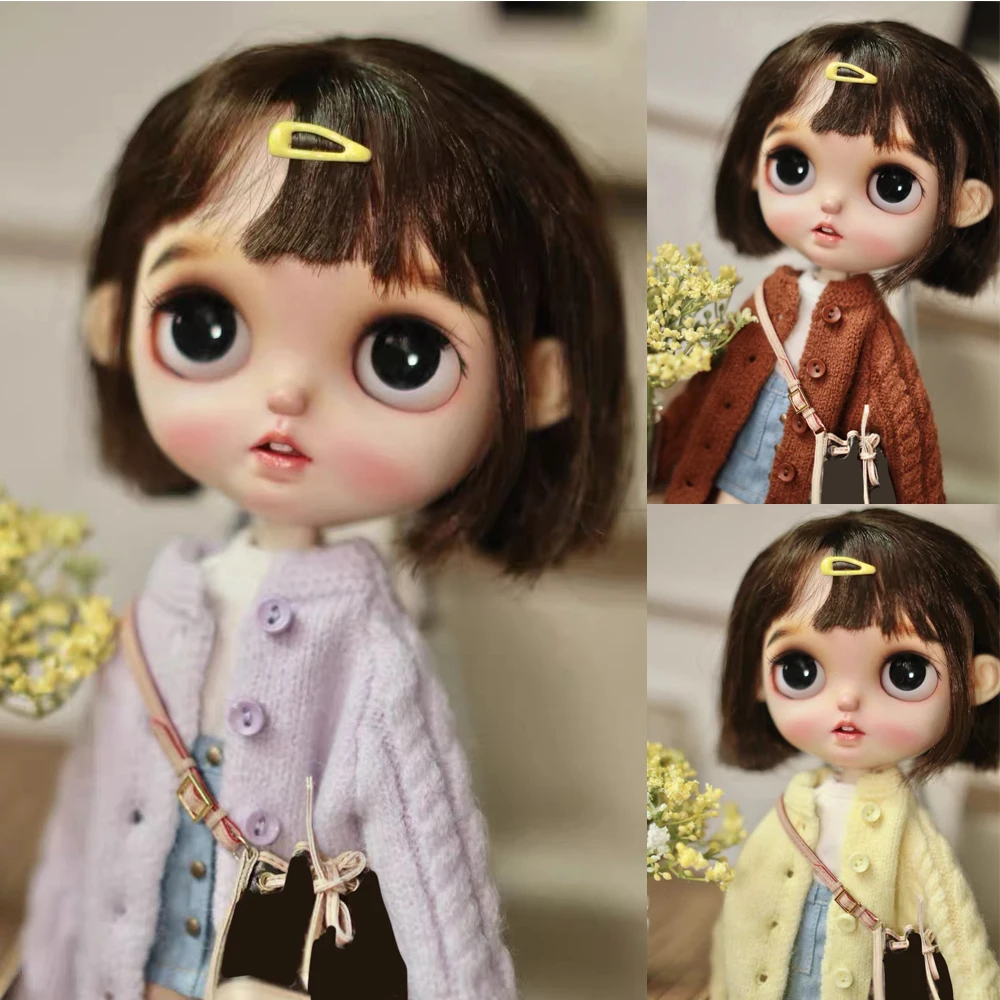 

H01-A021 children handmade toy 1/6 ob24 azone blyth doll clothes yellow Fried Dough Twists sweater coatcolor 1pcs