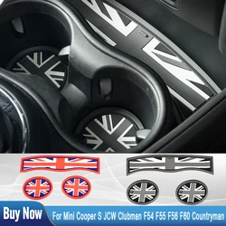 Union Jack Car Cup Cushion Storage Groove Coaster Auto Non-slip Mat Pad For Mini Cooper S JCW Clubman F54 F55 F56 F60 Countryman