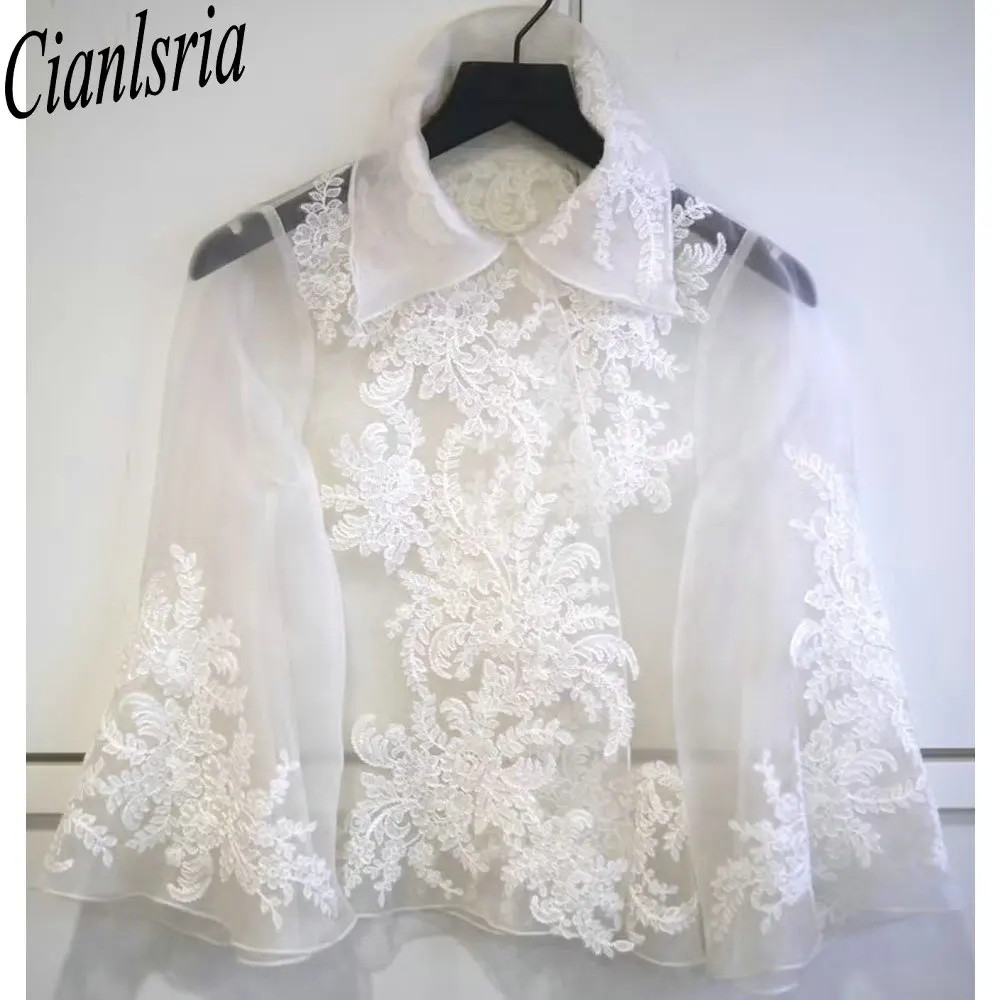 new-arrival-tulle-wedding-cape-short-appliques-lace-bridal-jacket-elegant-fashion