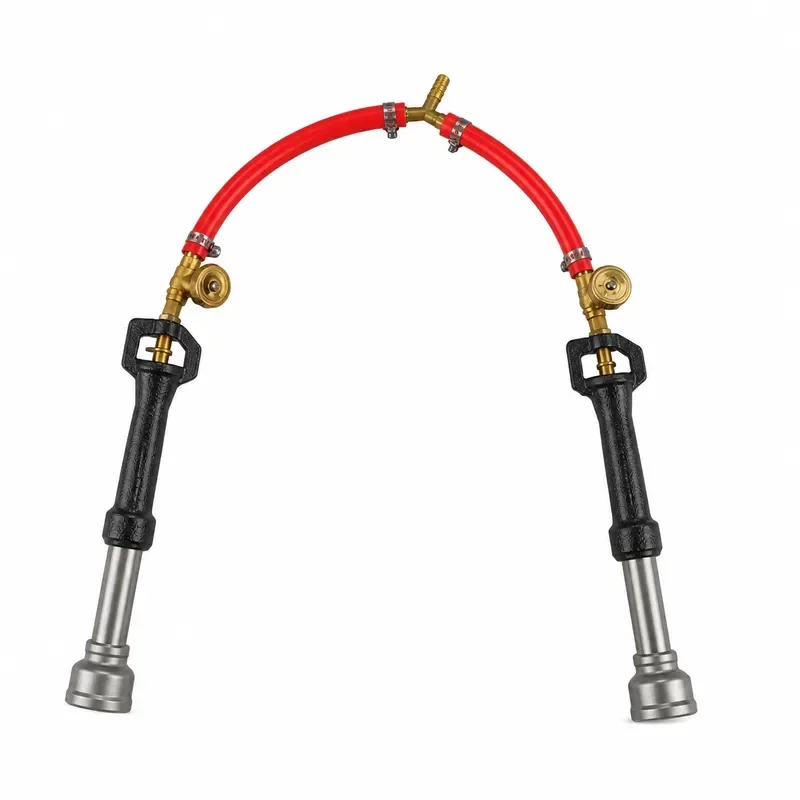 Propane Double Tube Burner Hose Diverter, Casting Tool for Melting Gold Silver Copper Furnace Smelting and Metal Casting