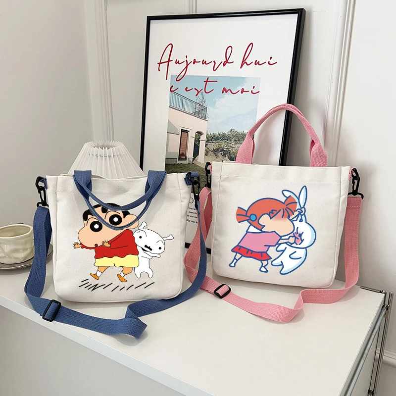 

Crayon Shin-chan Crossbody Bag Boy Girl Canvas Bag Cartoon Anime Shoulder Bag Woman Portable Shopping Bags Man Fashion Handbag