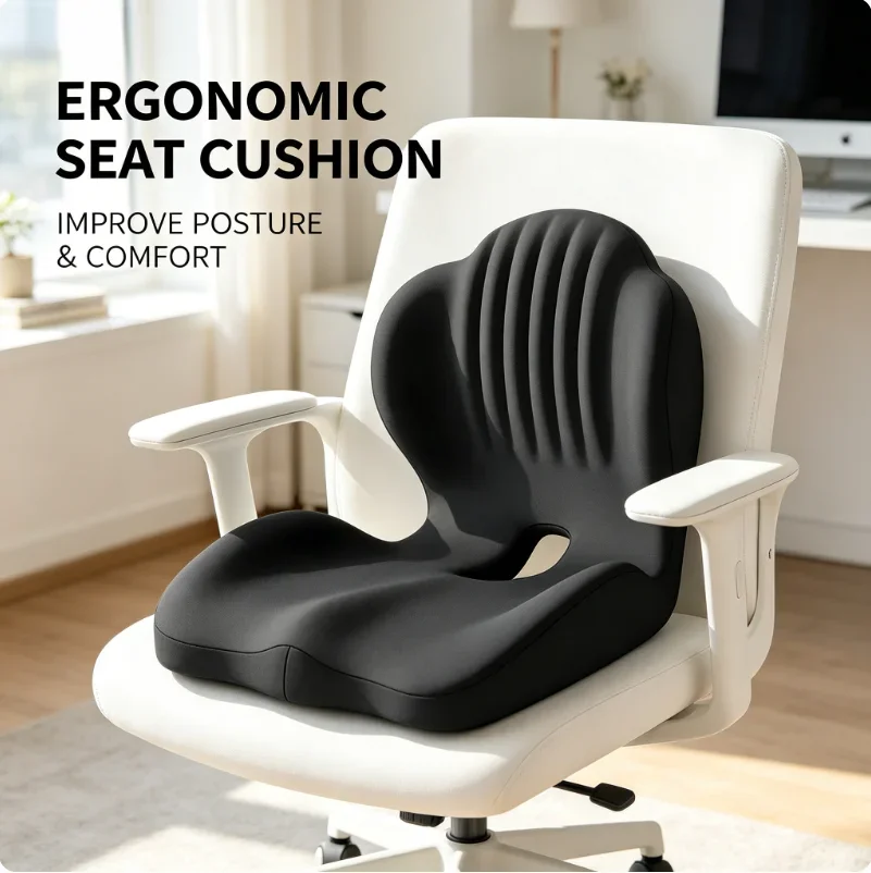 Coussin ergonomique pour le coccyx en mousse à mémoire de forme, soulagement de la douleur sciatique, correction de la posture, pour la maison, le bureau, la voiture, le fauteuil roulant