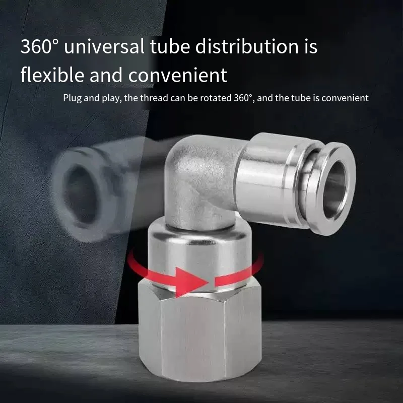 304 Stainless Steel Right Angle Internal Thread Pneumatic Quick Connector PLF6/8-01/02/03 Internal Wire 90 ° Bend Joint
