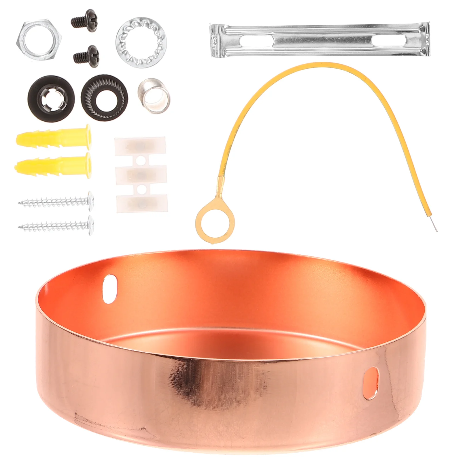 

1 Set Iron Ceiling Light Cover Plate Sturdy Rustproof Round Chandelier Canopy Kit Easy Install Screws Multi-Functional Pendant