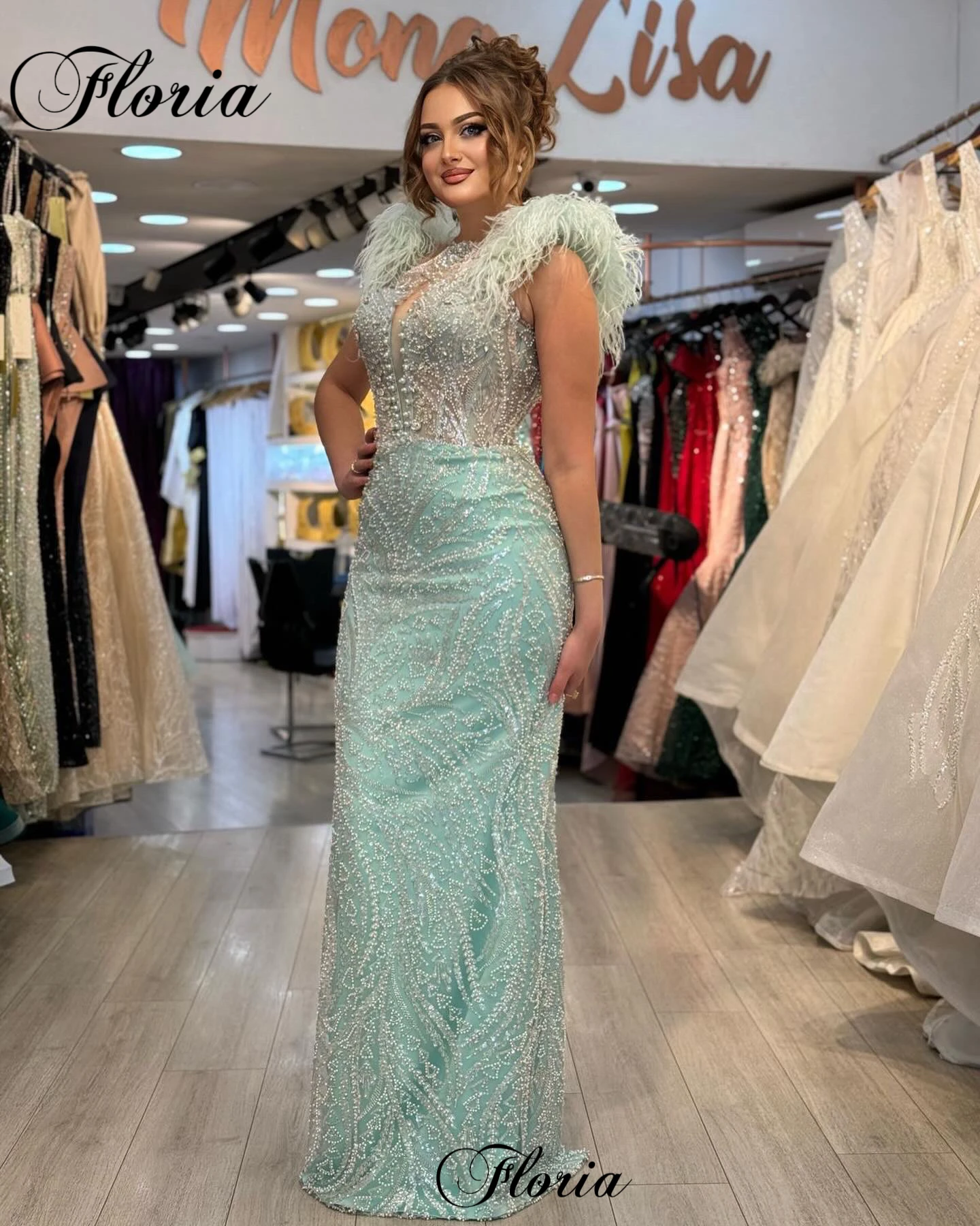 Mint Green Mermaid Prom Dresses Elegant Sleeveless Cocktail Dresses For Women Arabic Celebrity Dresses Custom Vestidos De Noche