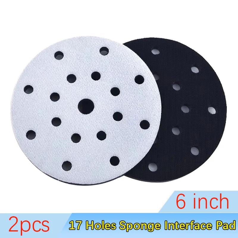 

6Inch 2Pcs 150mm Foam Interface Pad Hook and Loop Foam Protection Cushion 17Holes for Sanding Discs Polishing and Buffing
