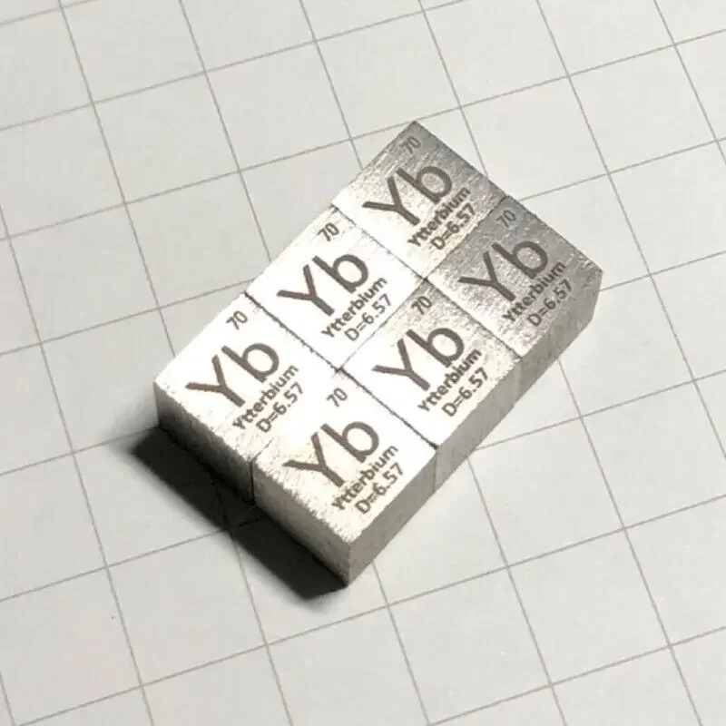 

99.99% High Purity Ytterbium Metal Yb 6.5g Carved Element Periodic Table 10mm Cube