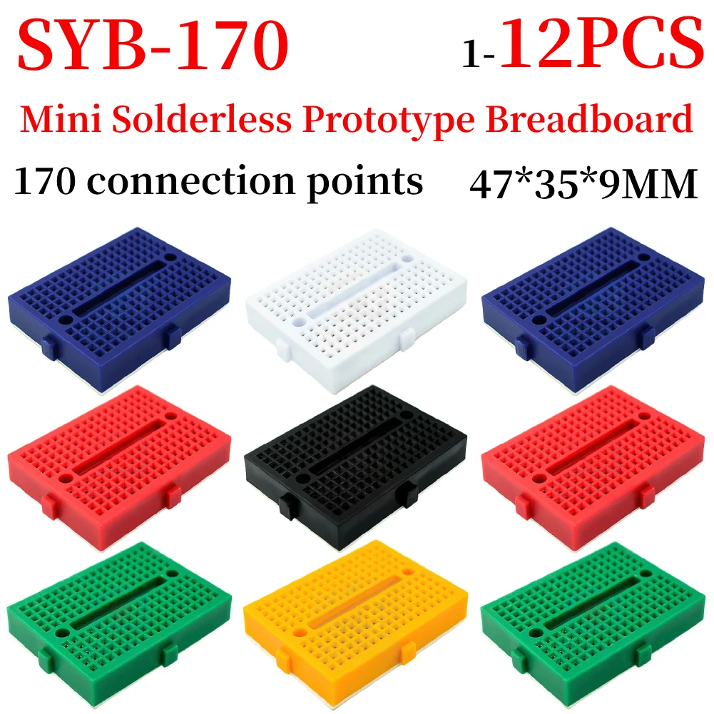 1-12pcs SYB-170 mini löt freie Prototyp Steck brett 35x47mm 170 Löcher Steck brett Prototyp Board