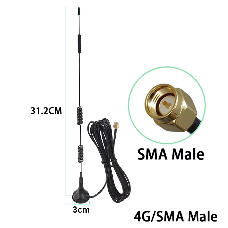 Eoth 1 2pcs 4G LTE Antenna 15dbi SMA Male female Connector Aerial 698-960/1700-2700Mhz IOT magnetic base 3M Clear Sucker Antena