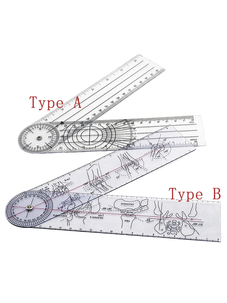 Professionelles Transparentes PVC-Bewegungsbereich-Messgerät - Doppelskalen-Gliedmaßenwinkelmesser für Physiotherapie & Rehabilitation – Detail 7