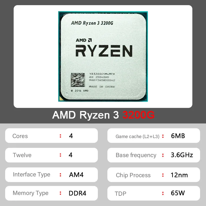 AMD Ryzen 3 3200G مستعمل R3 3200G 3.6 جيجا هرتز Zen + 0.012 رباعي النواة رباعي الخيوط 65 واط وحدة المعالجة المركزية L3 = 4 متر YD3200C5M4MFH المقبس AM4 #2