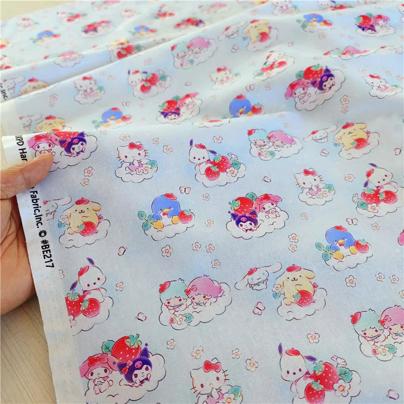 Sanrio My Melody Kuromi Fabric, 100% Cotton Fabric Sewing Material, DIY Quilting Fabrics, Sew Child Clothes, Dress Material