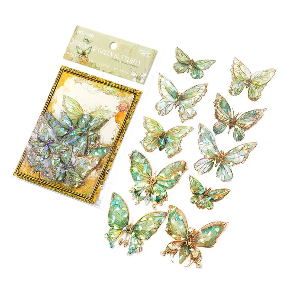 

20pcs/bag DIY Crafts Ice Crystal Laser Butterfly Sticker Decorative Aesthetic Butterfly Collage Sticker Bling Shiny Diary Album