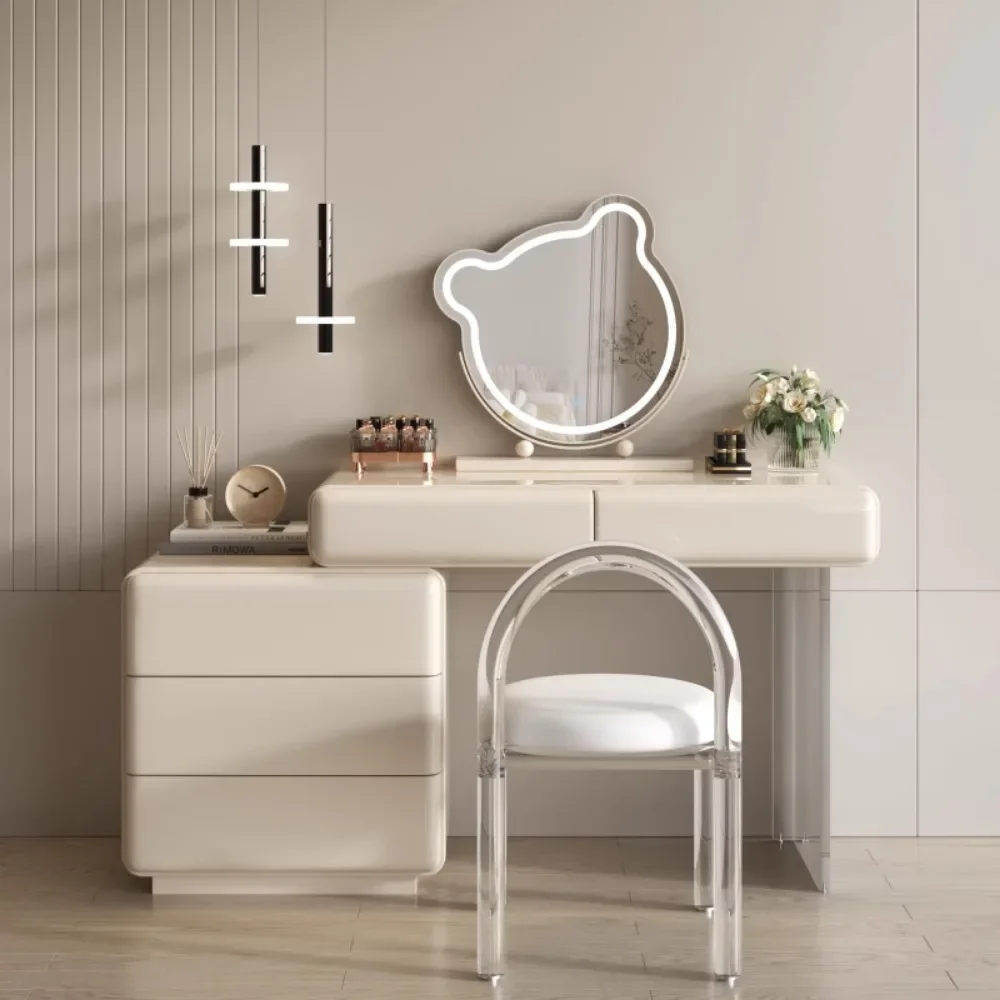 

Women Makeup Vanity Storage Design Chair Mirror Vanity Makeup Desk Dressing Table Floor Girl Bedroom Furniture Accessories