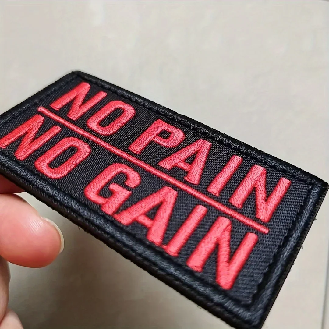 naszywki naszywka na rzep 1PC "NO PAIN NO GAIN" Meme Patch - Zabawna haftowana aplikacja z napisem, Velcros Patch na plecaki, kurtki, kamizelki, majsterkowanie Molle