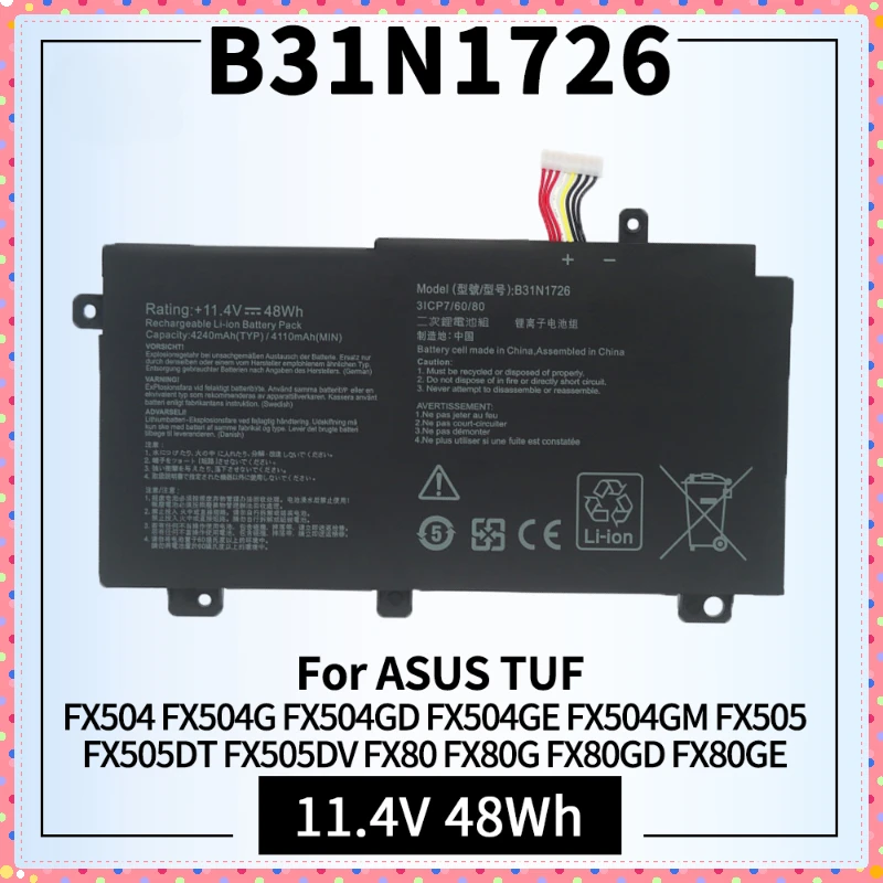 

B31N1726 Battery for ASUS TUF Gaming FX504 FX504G FX504GD FX504GE FX504GM FX505 FX505DT FX505DV FX505GE FX80 FX80G FX80GD FX80GE