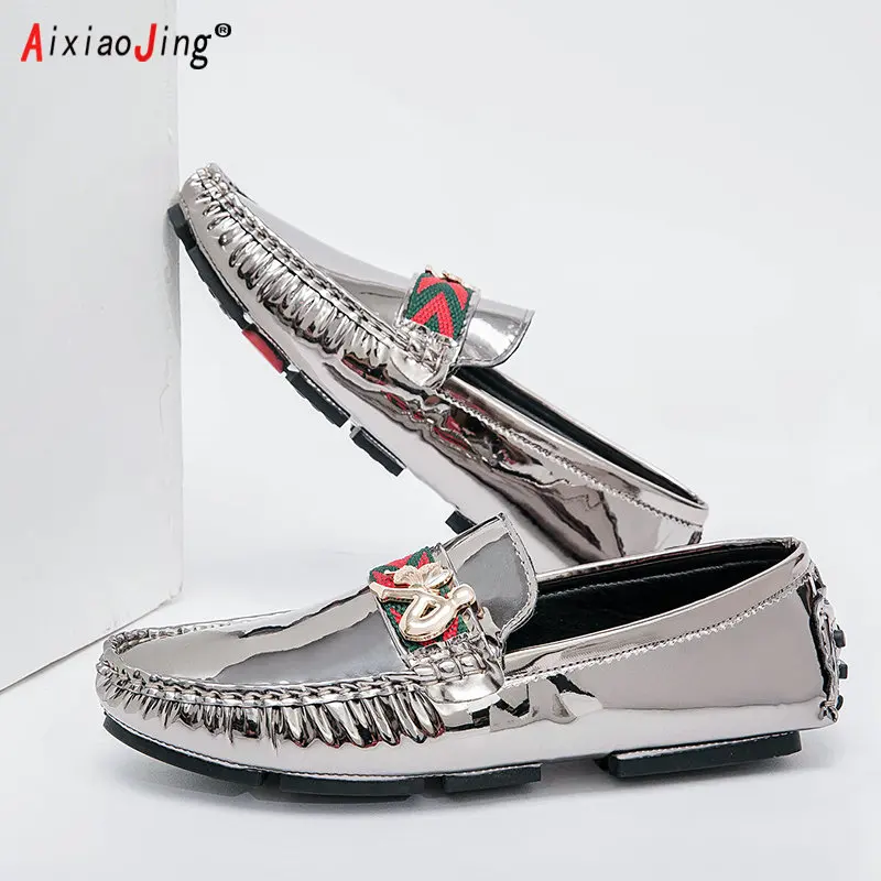 AIXIAOJING Stylish Men Fashion Trendy Loafers Genuine Leather Causal Shoes for Men Plus Size EUR 38-48 Youth Moccasins Shoes