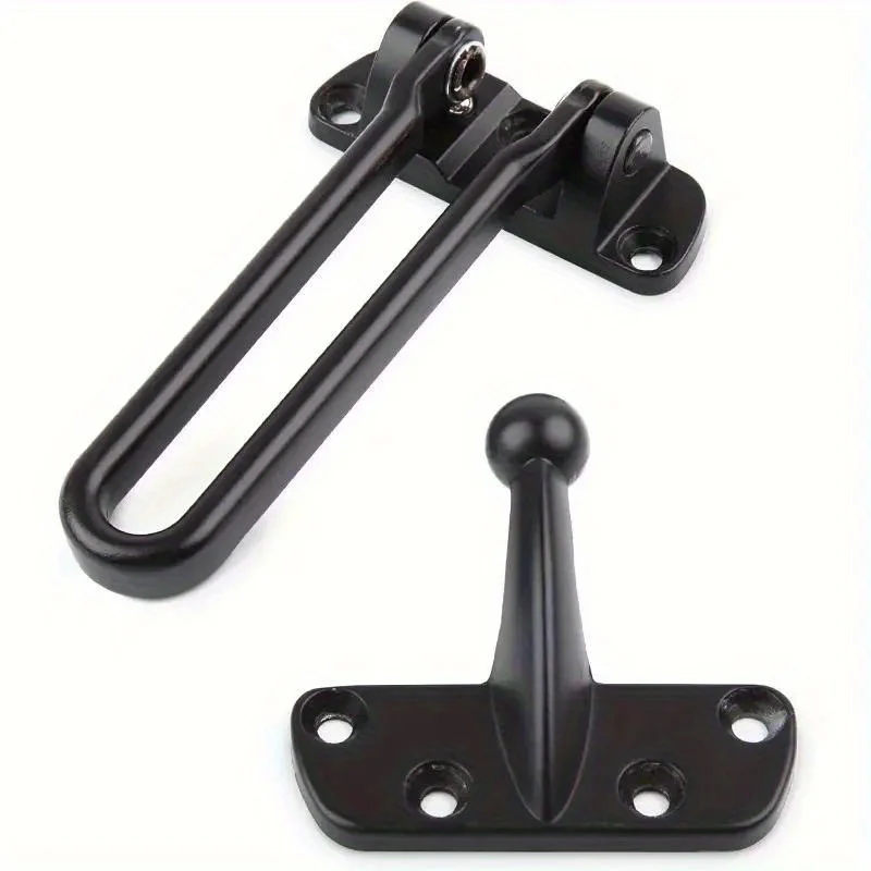 1pc Heavy duty anti-theft door security guardrail lock with swing rod thickened design, matte black surface, suitable for homes