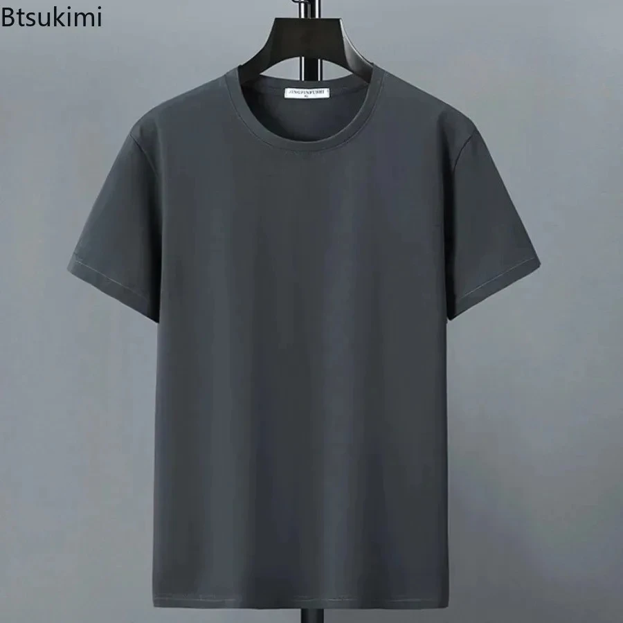2026 New Men's 100% Pure Cotton High-end Brand Short Sleeve Round T-shirt Summer Fashionable Style Half Sleeved Breathable Top