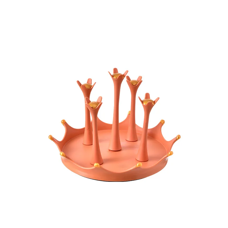 Kevin suporte de copo à prova de poeira, suporte de copo de drenagem rotativo, rack de copo de chá, coroa à prova de poeira, suporte de copo