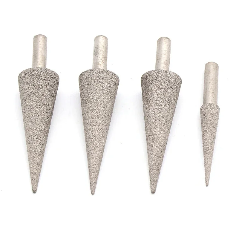 Testa di molatura diamantata brasata a cono da 8mm 17mm gambo da 6mm per molatura accessori per lucidatura abrasiva utensili rotanti Dremel