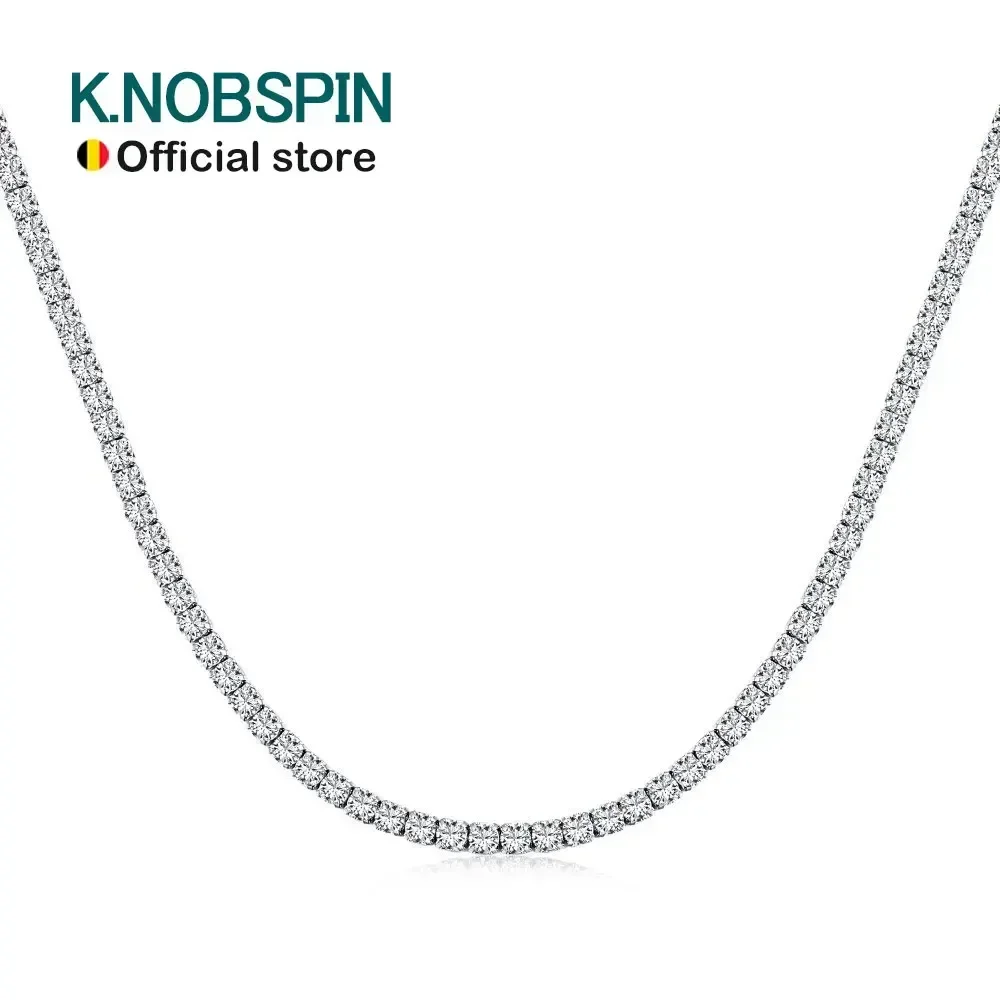 

New 2mm D VVS1 Moissanite Tennis Necklace Adjustable s925 Sterling Silver Plated 18k Gold with GRA Fine Necklace for Women