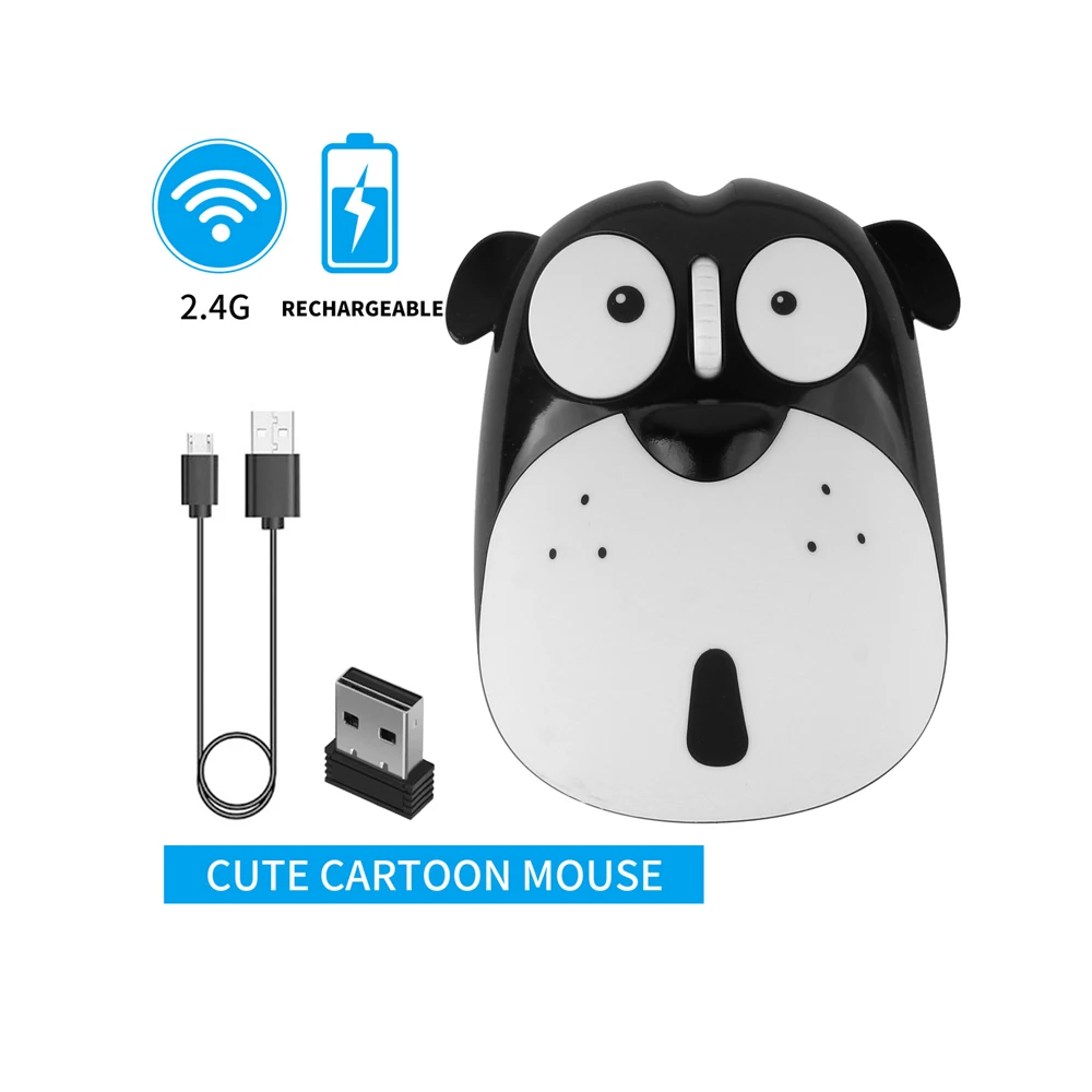 10PCS Wireless Mouse 2.4G rechargeable Cute cartoon Animal dog panda  Mouse Mice Wireless Computer  Silent Mouse   for Laptop PC