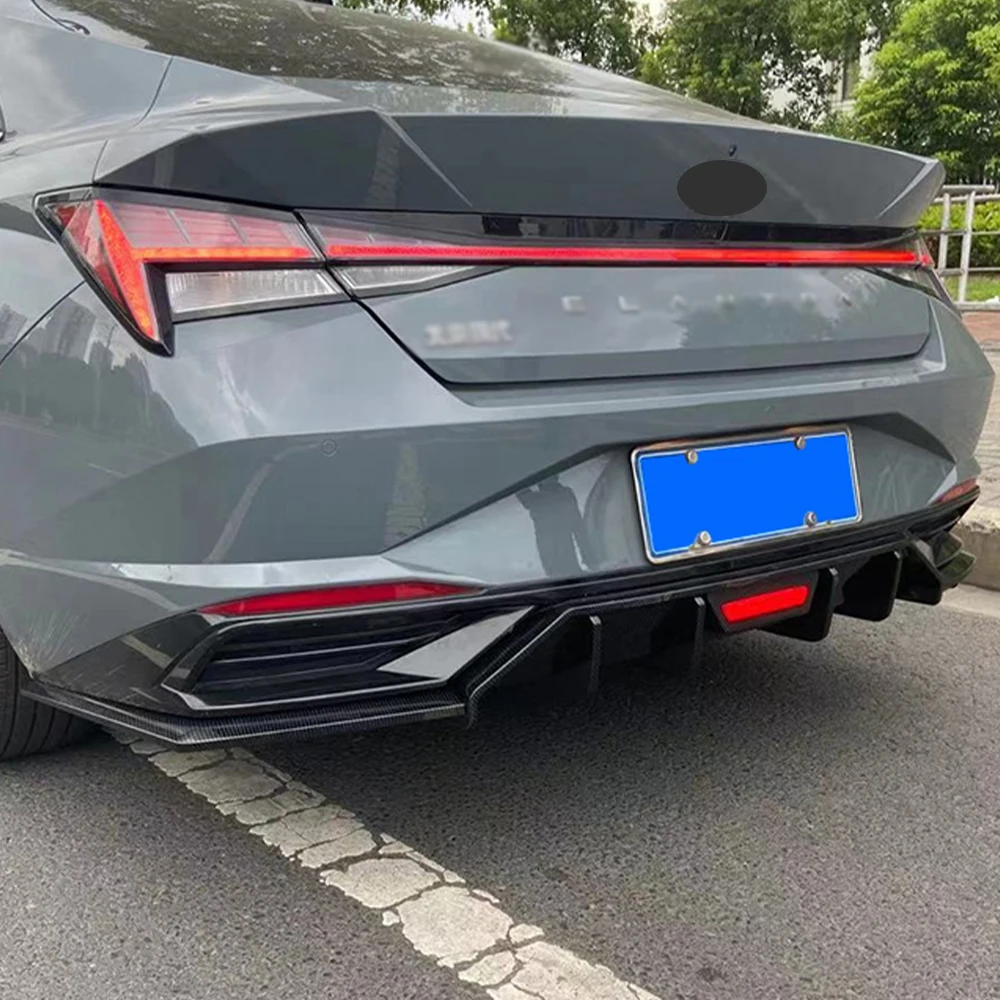

For Hyundai Elantra CN7 2021 2022 Rear Bumper Diffuser Splitter Bodykit PP Plastic Black Carbon Exterior Upgrade Accessories