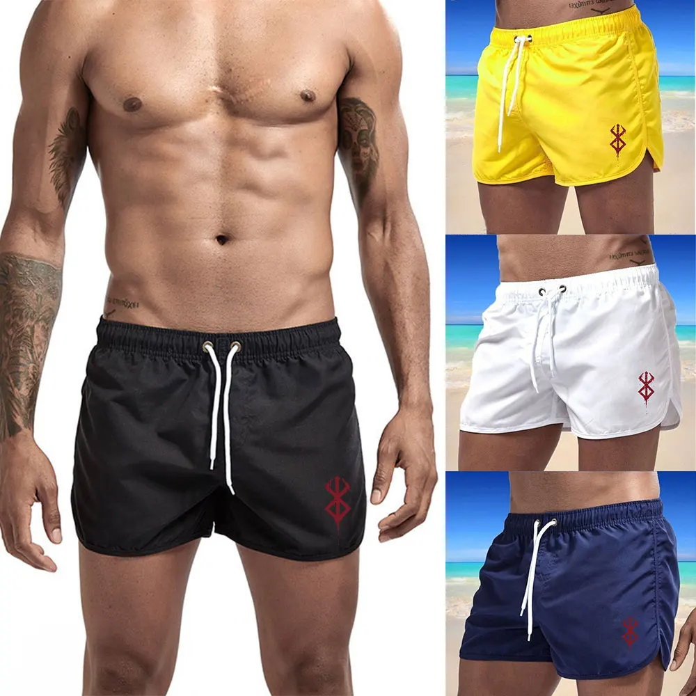 Men's Board Shorts Anime Berserk Swim Trunks Drawstring Quick Dry Running Swimming Pool Classic Casual Sport Black Summer Shorts