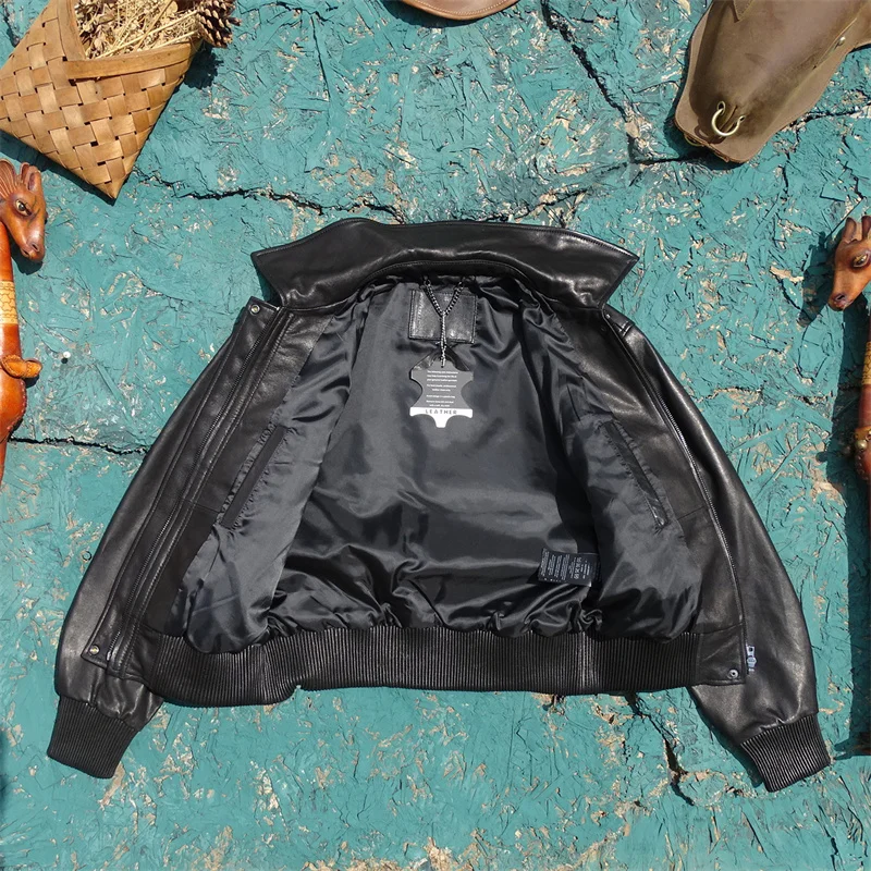 Oryginalna wersja! Kurtka damska ze skóry naturalnej, skóra licowa, jesienna, zapinana na zamek.