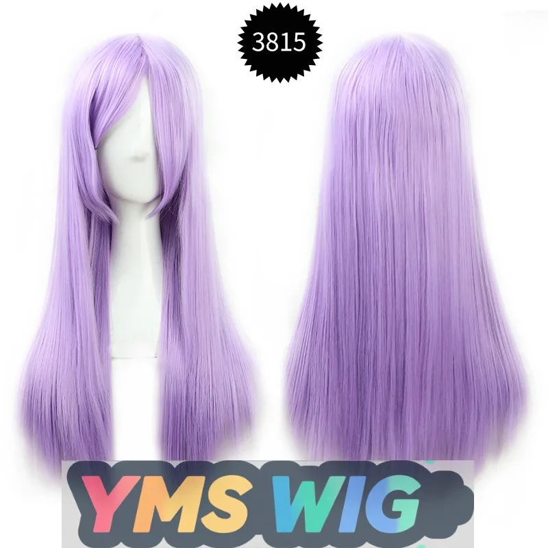 YMS 가발 롱뱅 유니버설 롱 스트레이트 헤어 코스 가발 60cm52 컬러 모피 소녀 모델링 애니메이션 캐릭터