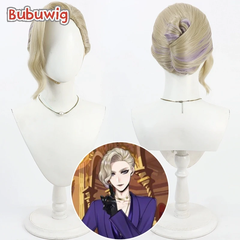 

Bubuwig Synthetic Hair Vil Schoenheit Cosplay Wigs Twisted Wonderland Vil Schoenheit Light Brown Mixed Purple Wig Heat Resistant
