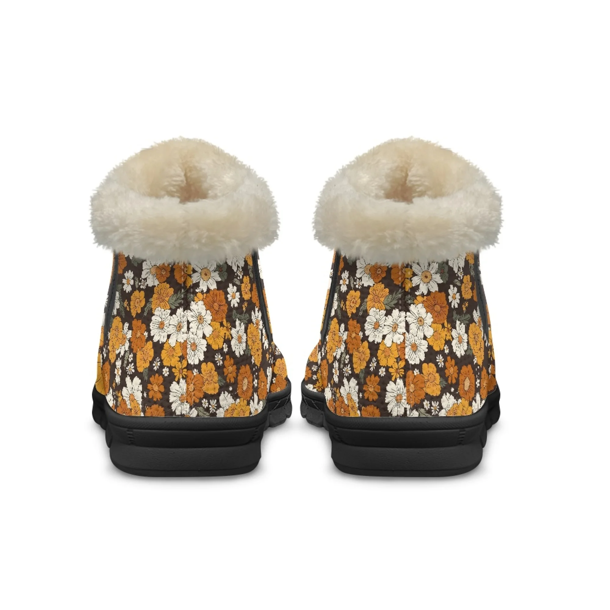 INSTANTARTS Women Snow Boots Cute Daisy Print Casual Boots Soft Ladies Short Plush Comfortable Winter Warm Shoes