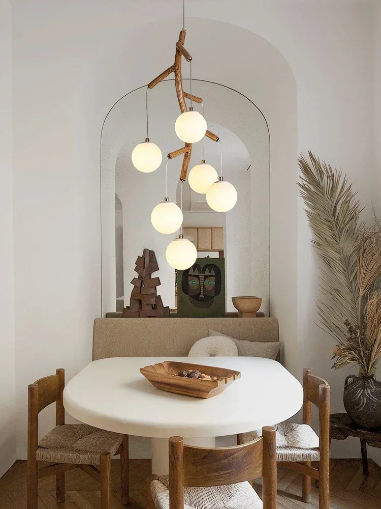 

Modern Imitation Wood Chandelier for Chinese Tea Room Dining Room Bedroom Duplex Staircase Living Room Home Decor