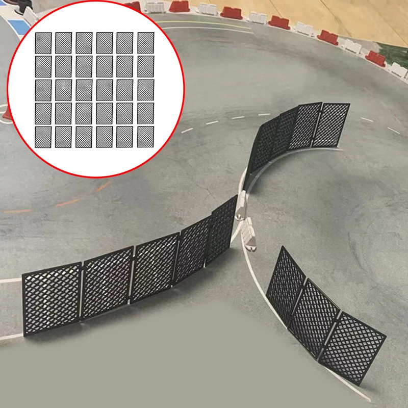 

30PCS Simulation Iron Mesh Free Assembly Track Surrounding Scene Fence Netting Model Decorative Ornaments for 1/24 Scale RC Car