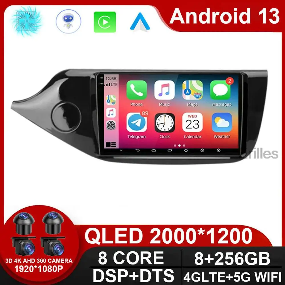 

9" 2din 4G Android 13 Car Radio Multimidia Video Player for Kia Ceed Cee'd 2 JD 2012-2018 Navigation GPS Carplay Audio Head Unit