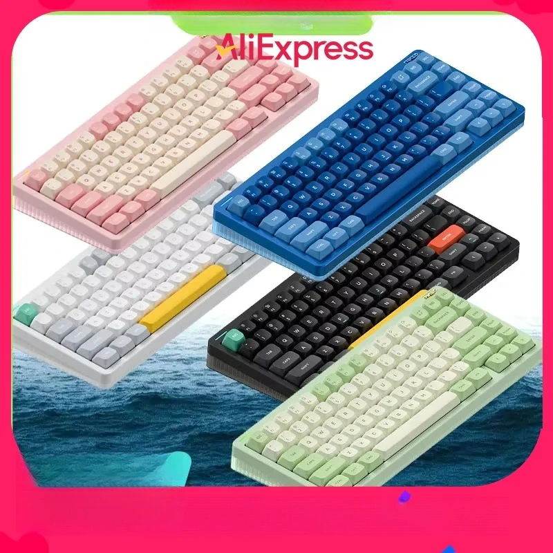 

Беспроводная механическая клавиатура, 3 режима, прокладка с ЧПУ, горячая замена, RGB POM, низкий уровень шума, QMK/VIA, пользовательская офисная игровая клавиатура