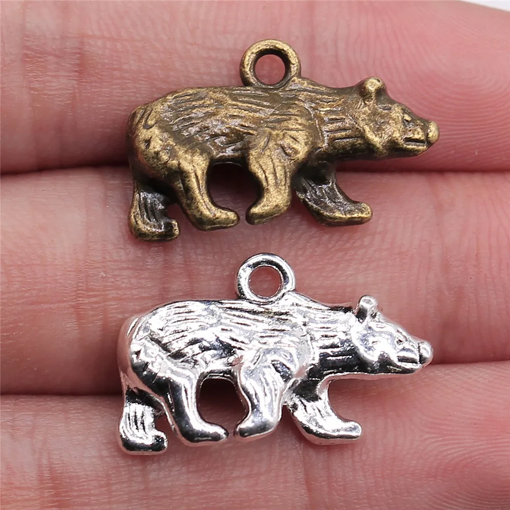 WYSIWYG 10 sztuk 24x15mm 2 kolory antyczny brąz Plated wisiorek urok niedźwiedź wisiorek niedźwiedź polarny urok wisiorek niedźwiedź