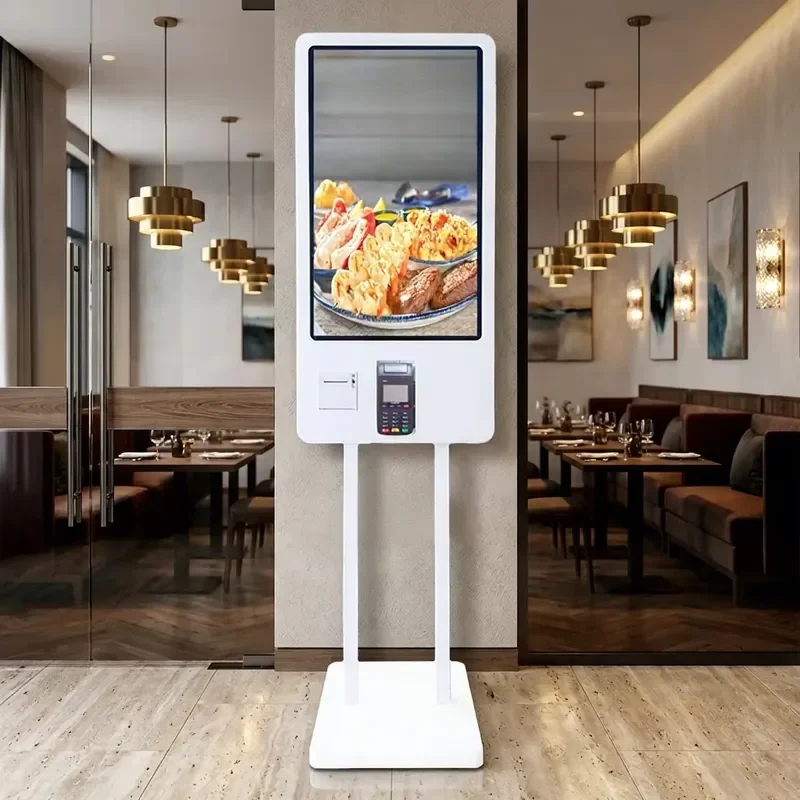 23.6 Inch Wall Mounted Touch Self-service Food Ordering Kiosk Indoor Restaurant Small Ticket QR Code Scanning Payment SDK