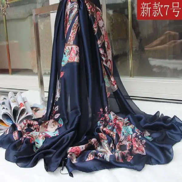 

180x90cm Luxury Print Scarf Women Silk Feeling Shawl Satin Fashion Wraps